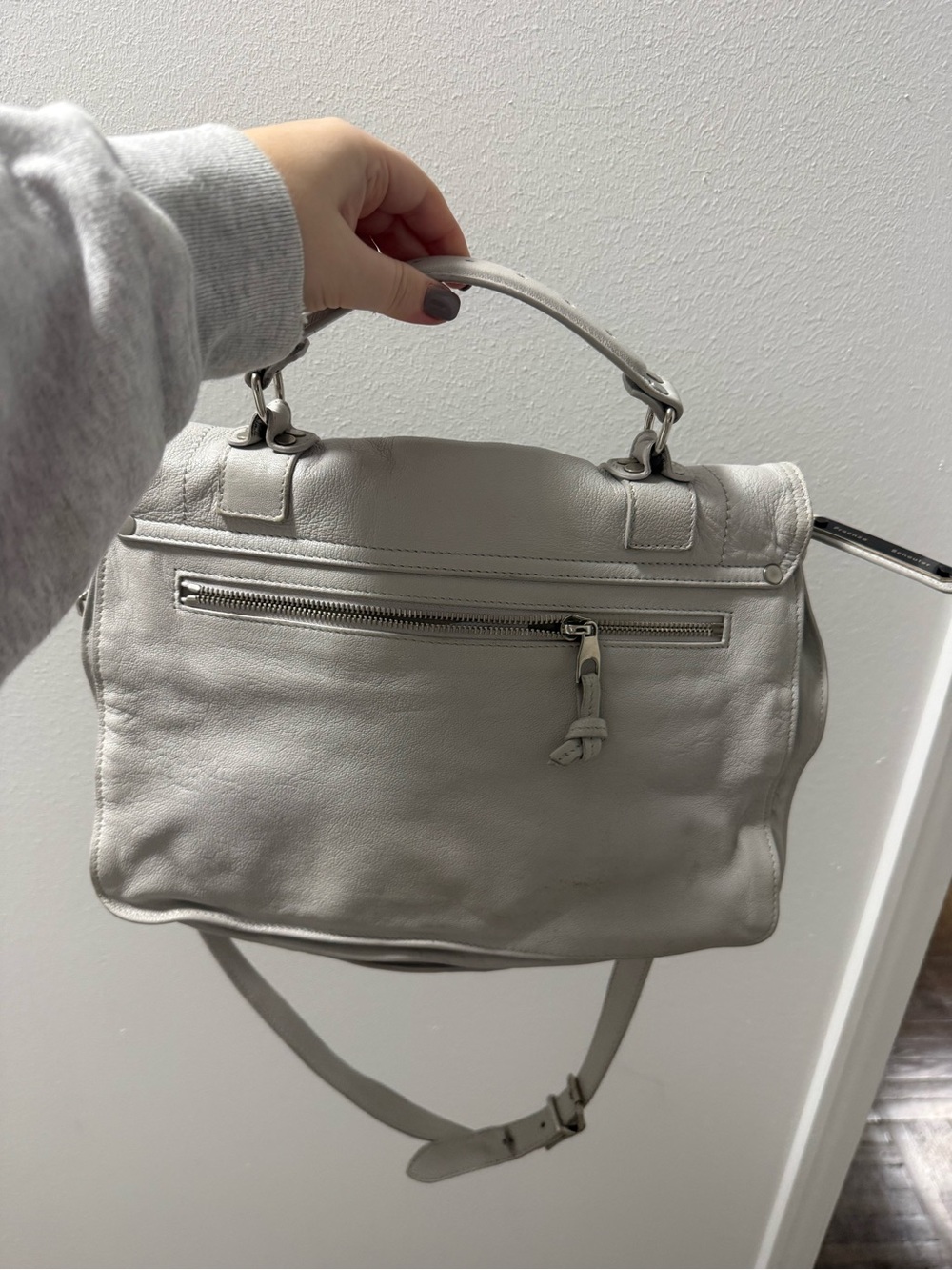 Proenza Schouler PS1 Small Satchel in Light Gray Leather - Picture 3 of 4